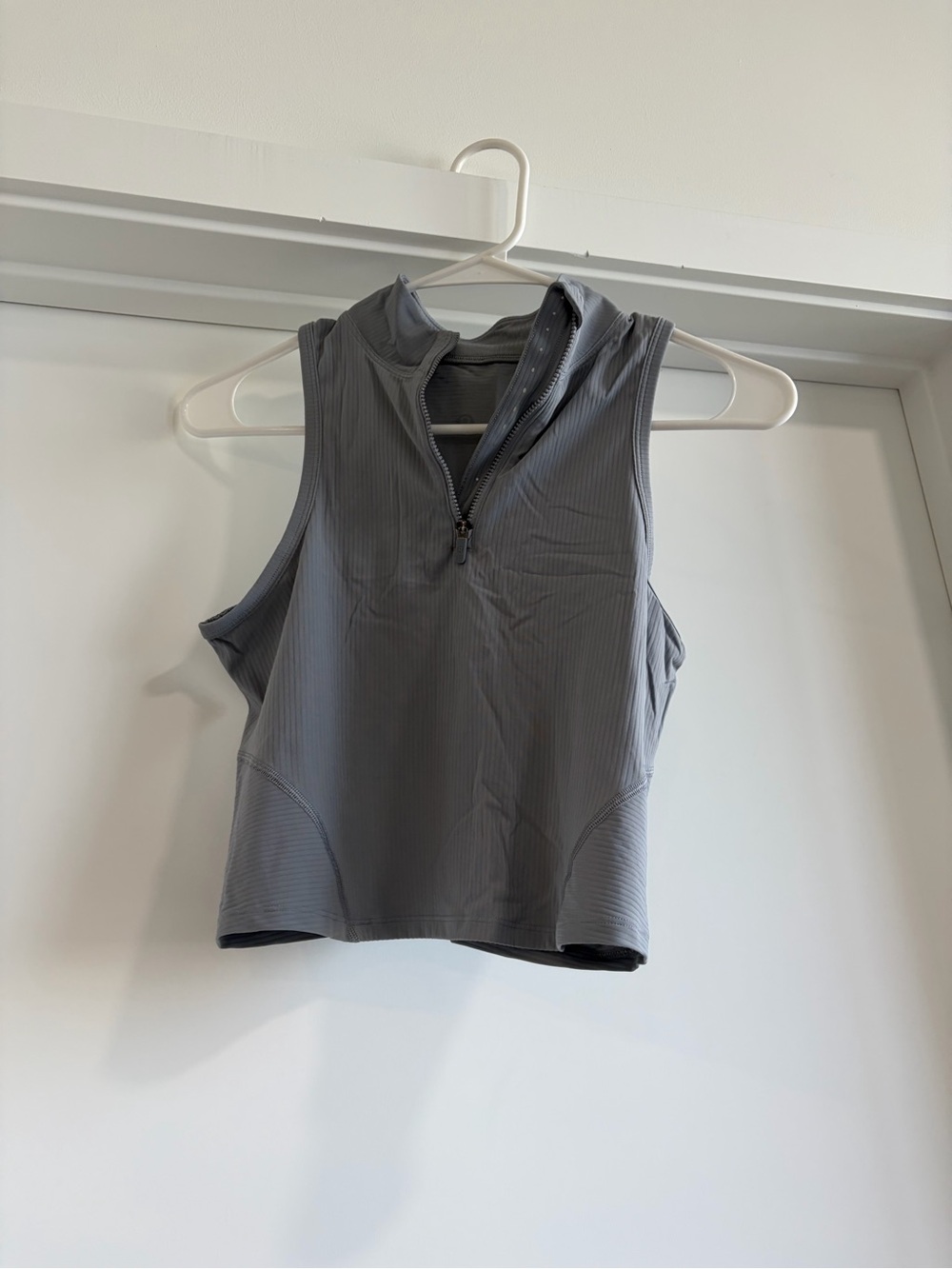lululemon athletica Gray Ribbed Sleeveless Quarter-Zip Tank